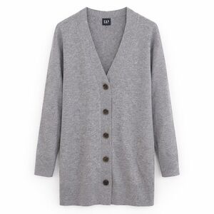 GAP Gray Long Cardigan Button Front Sweater Size Small
